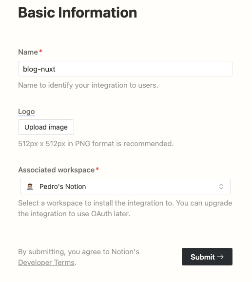 Notion integration page